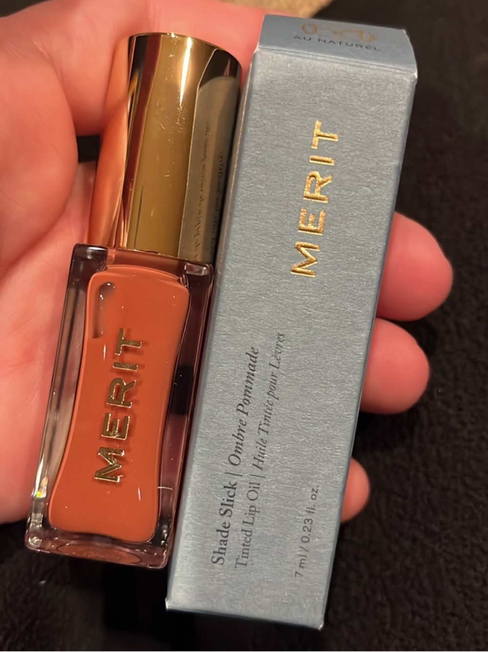 Merit NEW IN BOX shade slick tinted lip oil in Au Naturel WARM BLUSH 7 ml .23 oz